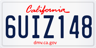 CA license plate 6UIZ148