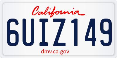 CA license plate 6UIZ149