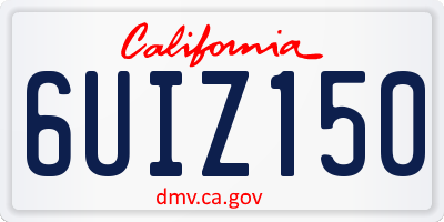 CA license plate 6UIZ150