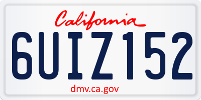 CA license plate 6UIZ152