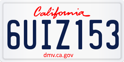 CA license plate 6UIZ153