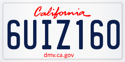 CA license plate 6UIZ160