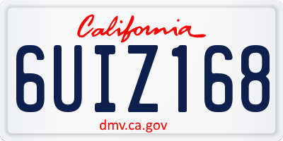CA license plate 6UIZ168