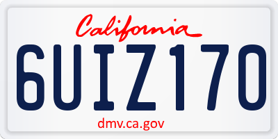 CA license plate 6UIZ170