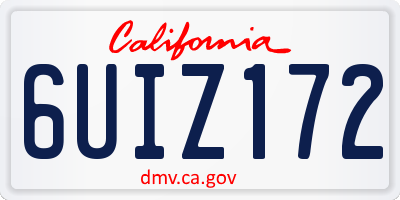 CA license plate 6UIZ172