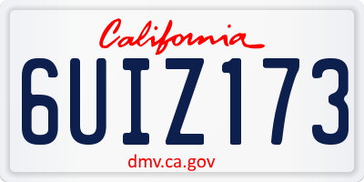 CA license plate 6UIZ173