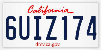 CA license plate 6UIZ174