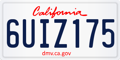 CA license plate 6UIZ175