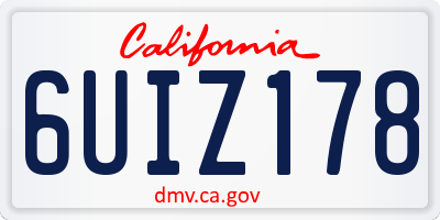 CA license plate 6UIZ178