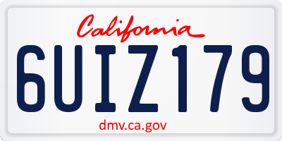 CA license plate 6UIZ179