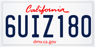 CA license plate 6UIZ180