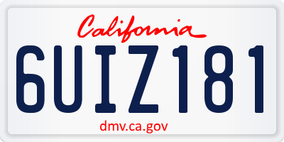 CA license plate 6UIZ181