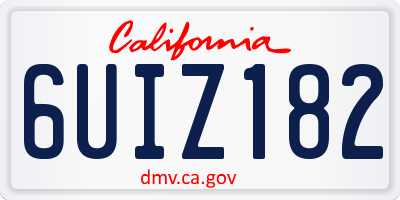 CA license plate 6UIZ182