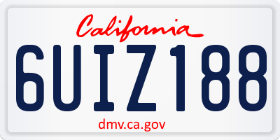 CA license plate 6UIZ188