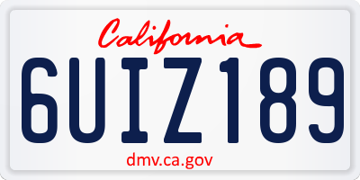 CA license plate 6UIZ189