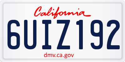 CA license plate 6UIZ192