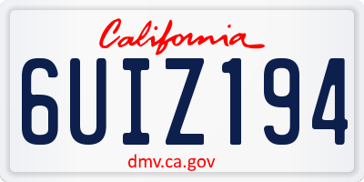CA license plate 6UIZ194