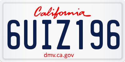 CA license plate 6UIZ196