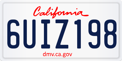 CA license plate 6UIZ198