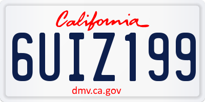 CA license plate 6UIZ199