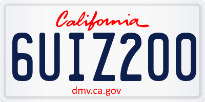 CA license plate 6UIZ200