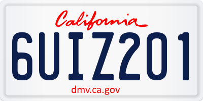 CA license plate 6UIZ201