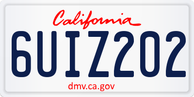CA license plate 6UIZ202