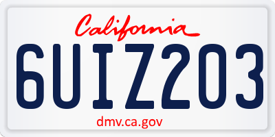 CA license plate 6UIZ203