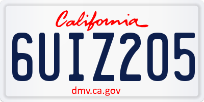 CA license plate 6UIZ205