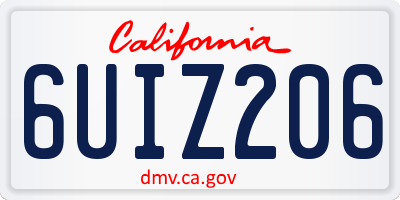 CA license plate 6UIZ206