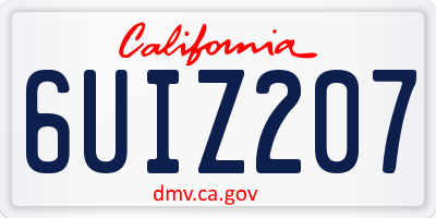 CA license plate 6UIZ207