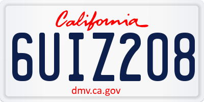 CA license plate 6UIZ208