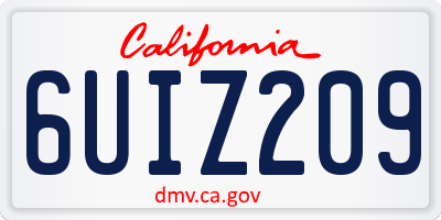 CA license plate 6UIZ209