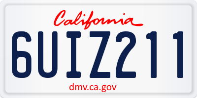 CA license plate 6UIZ211