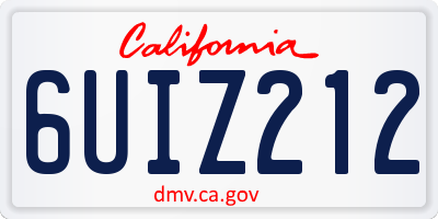 CA license plate 6UIZ212