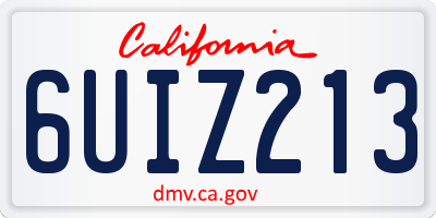 CA license plate 6UIZ213