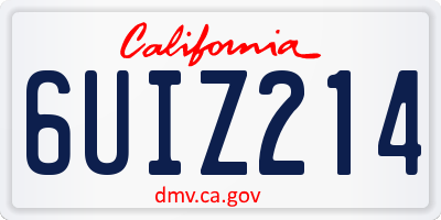 CA license plate 6UIZ214