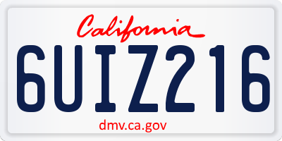 CA license plate 6UIZ216