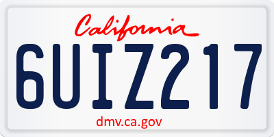 CA license plate 6UIZ217