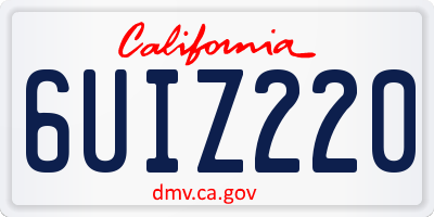 CA license plate 6UIZ220