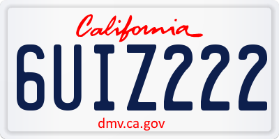 CA license plate 6UIZ222