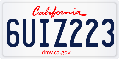 CA license plate 6UIZ223