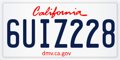 CA license plate 6UIZ228