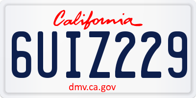 CA license plate 6UIZ229