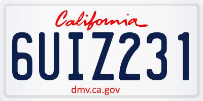 CA license plate 6UIZ231
