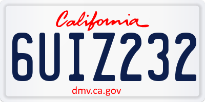 CA license plate 6UIZ232