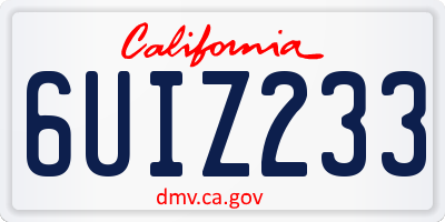 CA license plate 6UIZ233