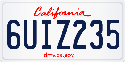 CA license plate 6UIZ235