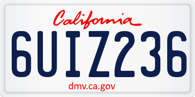 CA license plate 6UIZ236