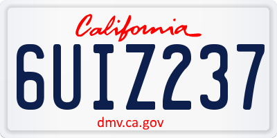 CA license plate 6UIZ237